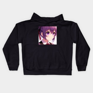 Anime Eyes - Purple and Worried Kids Hoodie